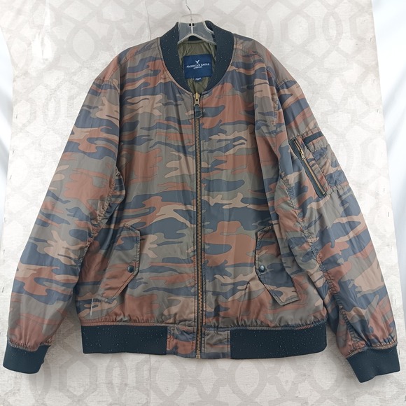 American Eagle Outfitters Other - American Eagle Outfitters Camo Bomber Jacket Mens XL Lightweight Zip Front *Read